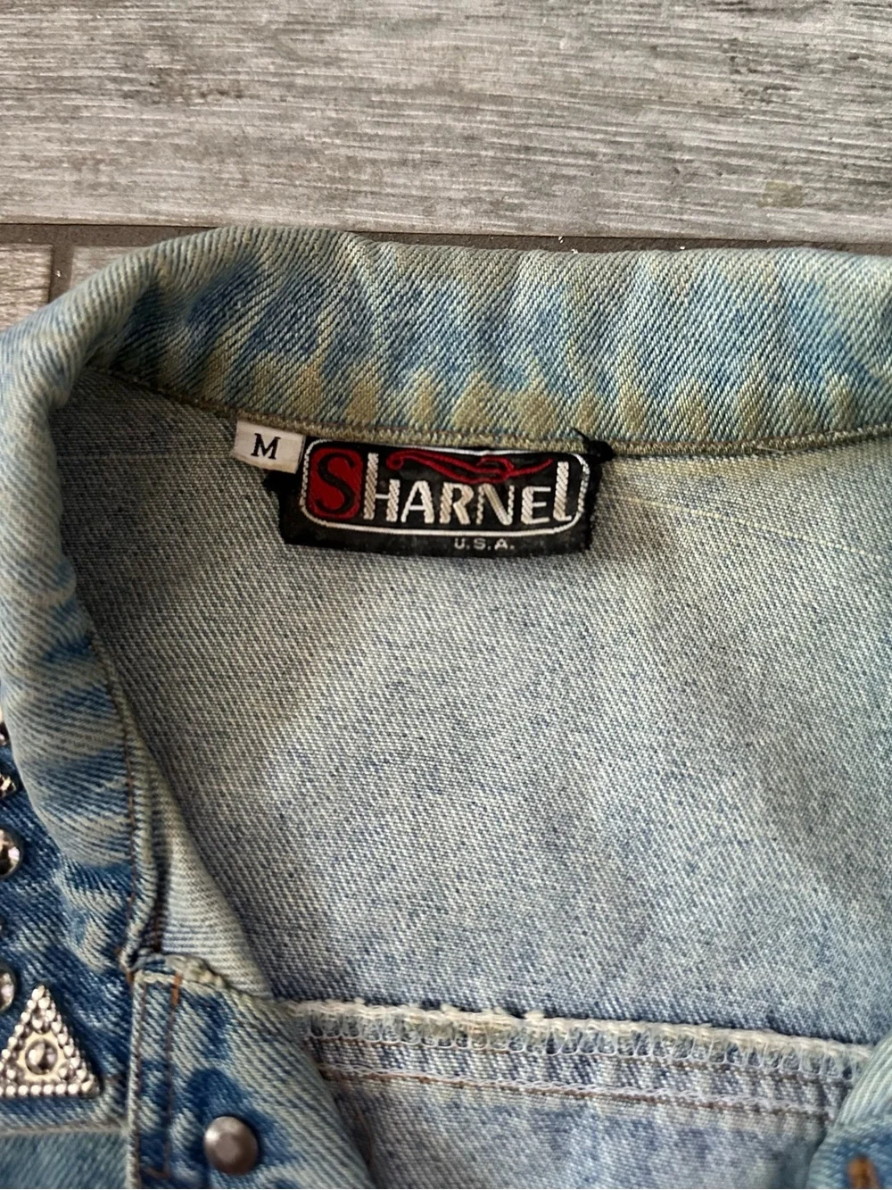 Vintage 80s/90s Sharnel USA Studded Cropped Denim Jacket